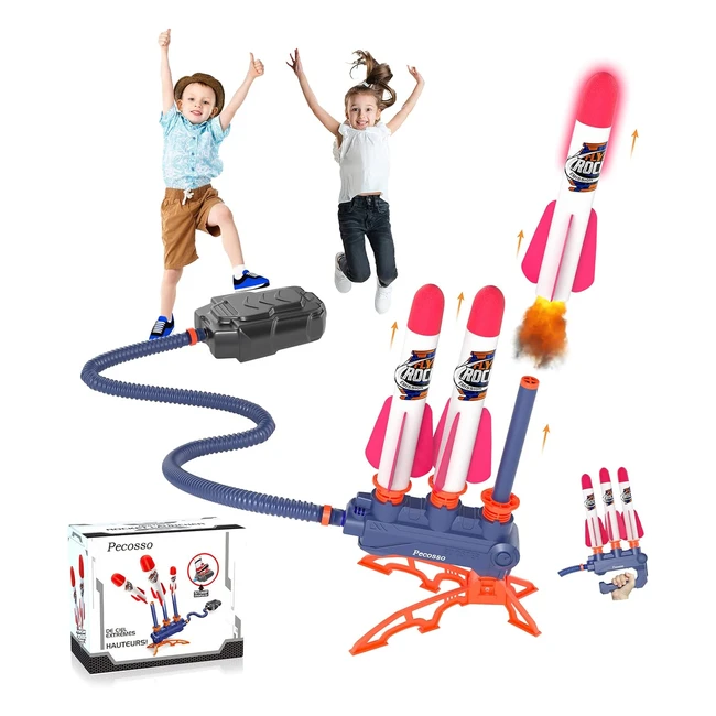 Pecosso Boys Toys Age 5-8 Rocket Launcher - Upgraded Kids Rocket Toy with 4 Foam Rockets