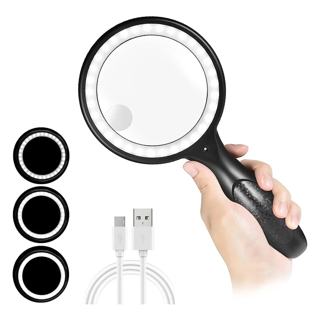 Loupe de lecture claire rechargeable avec 33 LED - Grossissement 30x - Idéale pour les seniors, bijoutiers et artisans