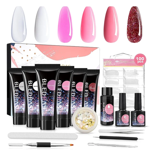 Kit de Extensión de Uñas Gel - 6 Colores, Moldes y Accesorios