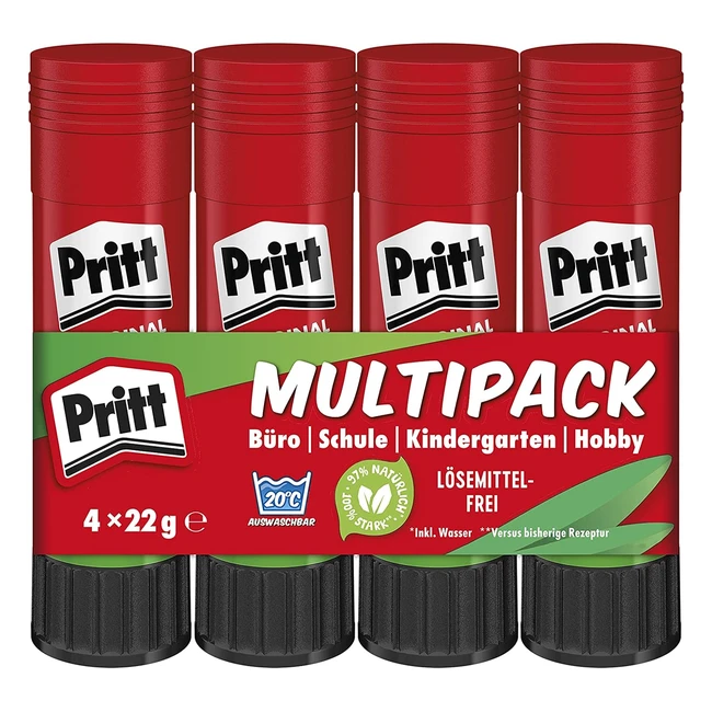 Pritt Barra Adhesiva Pegamento Infantil Seguro 4x22g - Pegamento Escolar y de Oficina