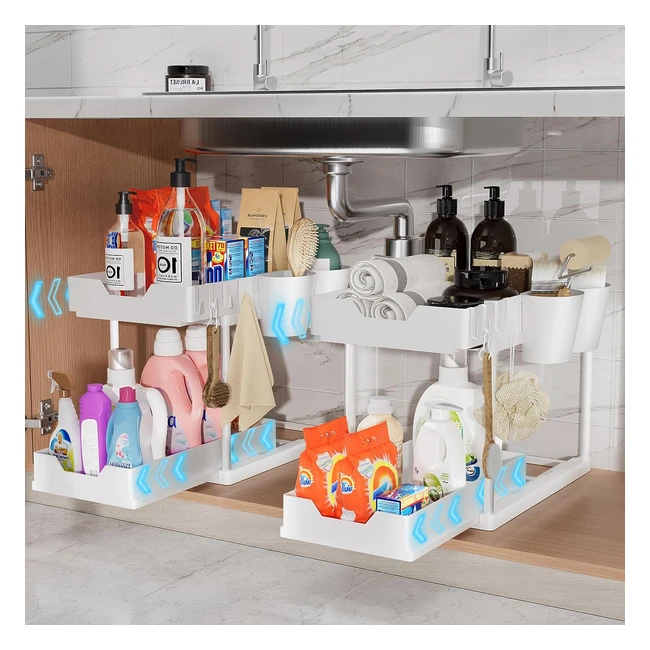 Organizador de Cocina Yexati de 2 Niveles - Extensible - 8 Ganchos - 4 Tazas - Referencia: XYZ