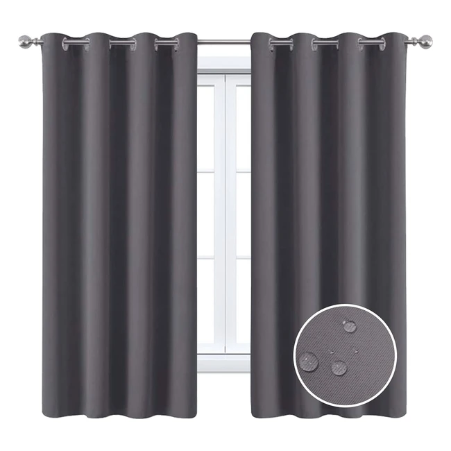 Maxijin Waterproof Curtains for Isolated Windows - Blackout Curtains for Bedroom - Thermal Insulating - 46x54 inch - Grey