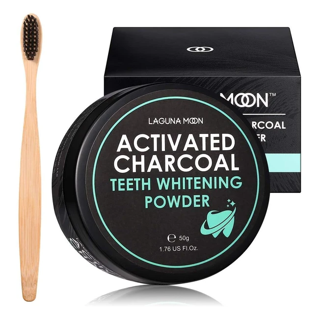 Lagunamoon Activated Charcoal Teeth Whitening Powder - No Hurt, No Chemicals, Vegan Friendly