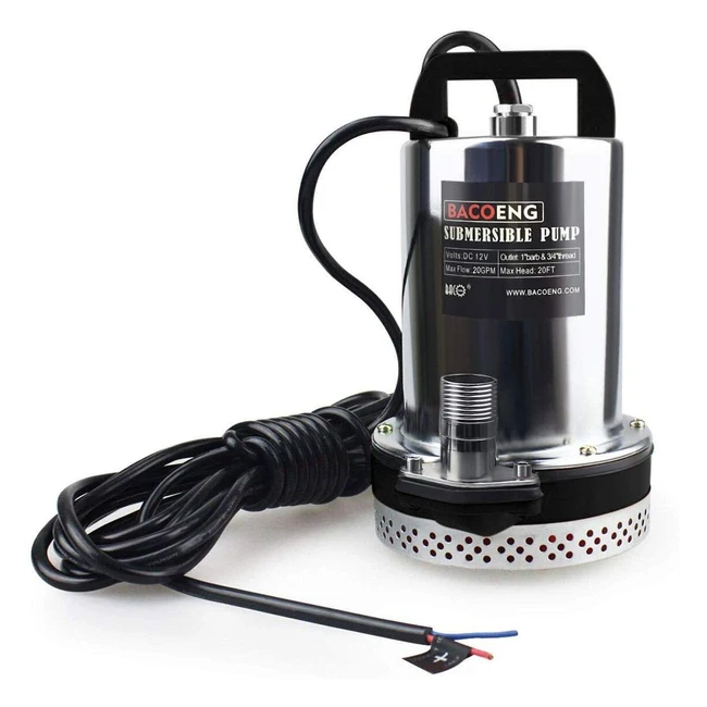 Pompa Sommersa Bacoeng DC 12V - Potenza 120W - Capacit 4800Lh