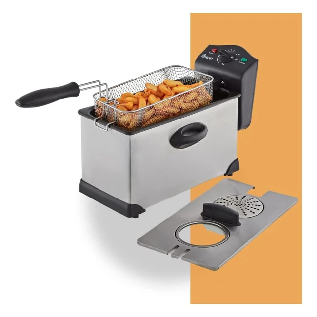 Swan SD6040N 3L Stainless Steel Deep Fat Fryer - Adjustable Temperature Control - 2000W - Silver