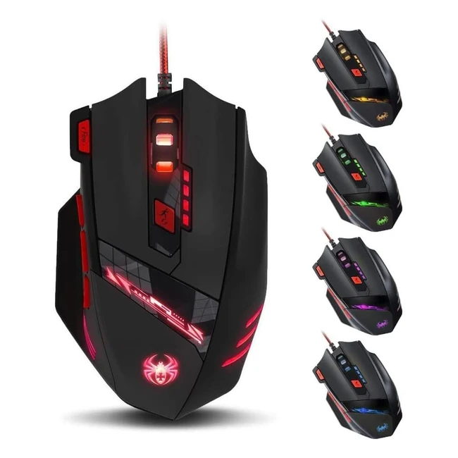 Souris Gamer Ergonomique Zelotes - 8 Boutons Programmables - 9200 DPI - Pour PC/Mac