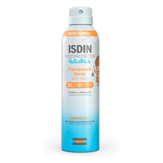 Fotoprotector ISDIN Pediatrics Transparent Spray Wet Skin SPF 50 - Protector Solar Corporal Niños - Invisible Ligero - Piel Mojada 250 ml