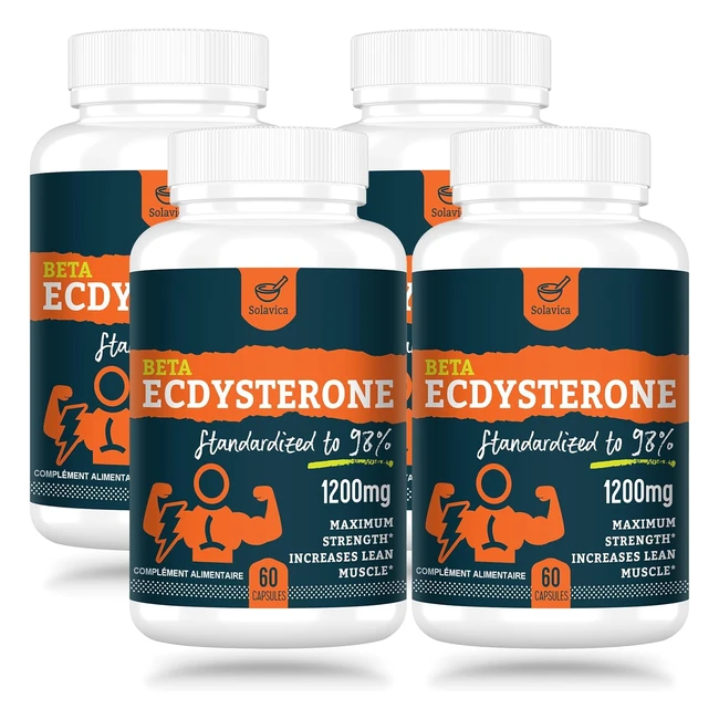Supplément Solavica Beta Ecdysterone 1200mg - Construction Musculaire Maigre et Gains de Force - 4 Paquet