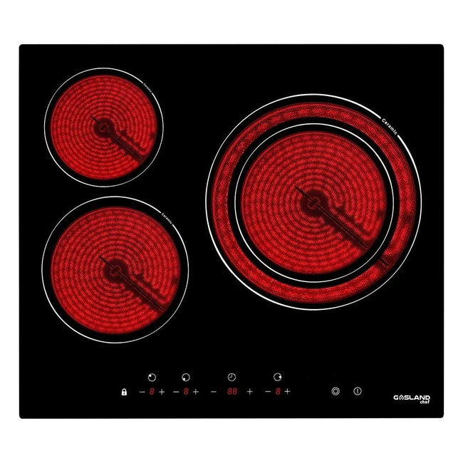 Table de cuisson vitrocéramique Gasland Chef CH603BF - 3 foyers - 5400W - Double zone de cuisson - Minuterie - Verrou pour enfants