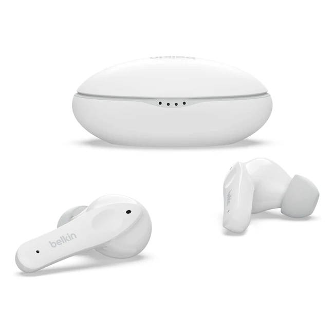 Auricolari Belkin Soundform Nano True Wireless per Bambini - Protezione Uditiva 85 dB - Riproduzione 24 Ore - Bianco