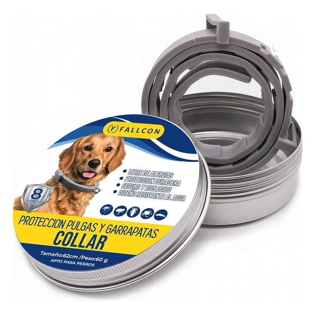 Collar antiparasitos Fallcon para perros - Repelente natural contra pulgas, garrapatas y mosquitos - Ajustable e impermeable