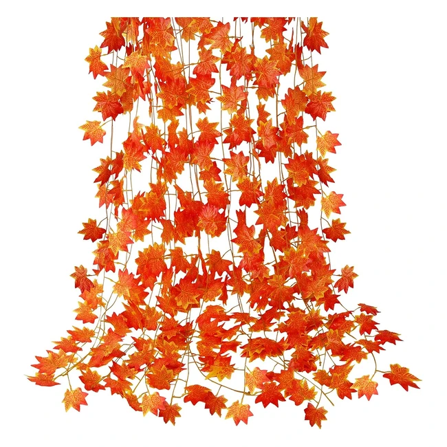 cqure Autumn Fall Leaf Garland - 12 Pack Maple Vine - Thanksgiving Decor