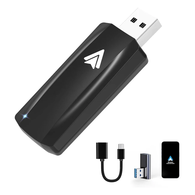 Adaptador Inalámbrico Android Auto A2A - Compatible con Coche Equipado Android Auto y Android 1113 - USB 90° - 2 Adaptadores Negro