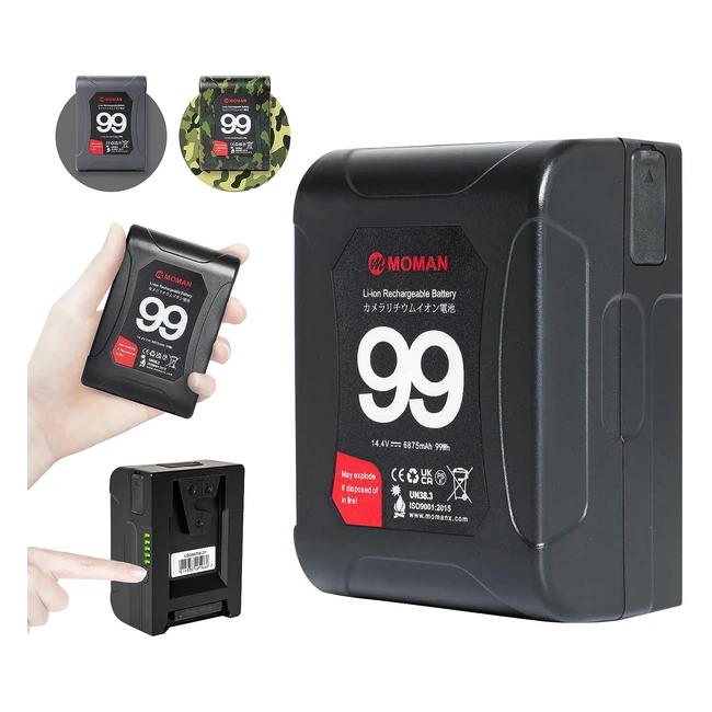 Batterie Moman Power99 Mini Vlock 99Wh 14.4V avec Sorties Dtap/USB - Blackmagic BMPCC 4K/6K