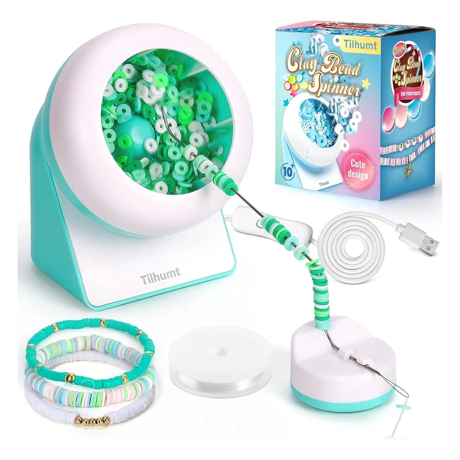 Tilhumt Clay Bead Spinner - Automatic Jewelry Making Tool with Big Eye Needle - 
