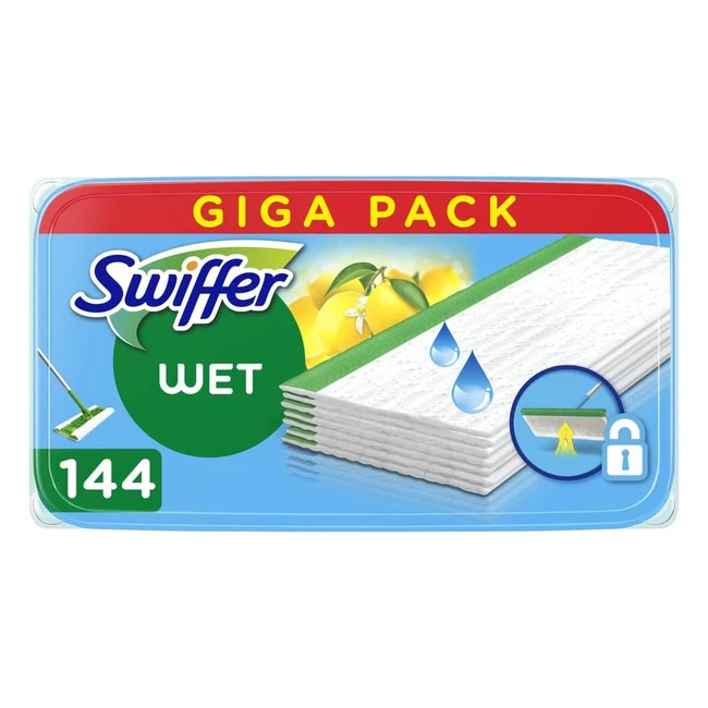 Swiffer Lavapavimenti Wet 144 Panni Umidi Limone - Pulizia Igienica Profonda