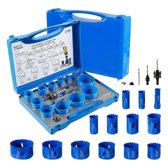 Coffret de Scie Cloche CCLife 18pcs HSS Bimtal 1676mm - Coupe 38mm - Acier Inoxydable PVC Bois
