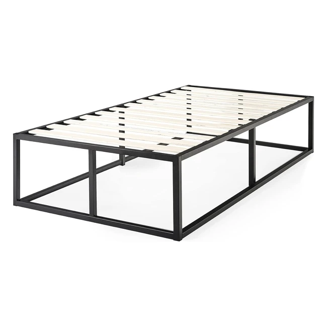 Zinus Joseph Metallrahmenbett mit Lattenrost und Holzlattenunterstützung - Stauraum - 90x200cm - Schwarz