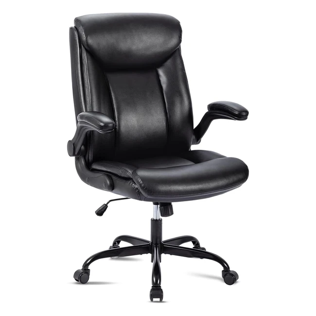 mzlee Executive Office Chair - Ergonomic Computer Desk Chair with Flipup Armrest - Adjustable Height - Comfy for Office Home Gaming