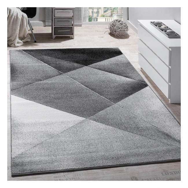 Tapis Paco Home Moderne Motifs Géométriques Gris Noir Blanc - 120x170 cm
