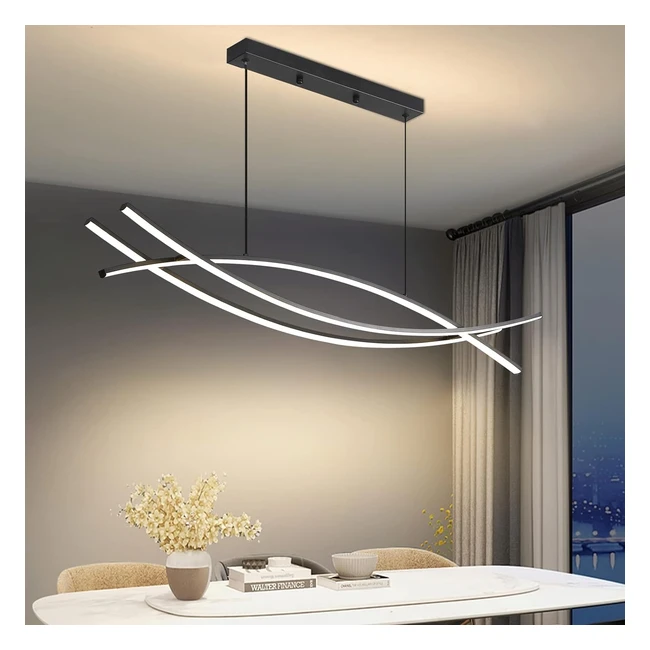 Mikeru 100cm LED Pendant Light  Curved Line Ceiling Chandelier  Dimmable  3 C