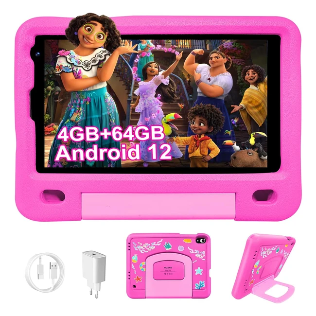 Tablette Enfants Android 12 GMS - 8 pouces - 4Go RAM/64Go/128Go ROM - Contrôle Parental - Jeux Éducatifs - Dual Caméra - WiFi - Pas Cher