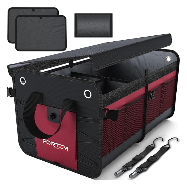 Fortem Car Boot Organizer  Collapsible Storage  Non-Slip Bottom  Adjustable S