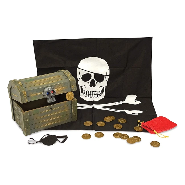 Coffre de Pirate en Bois Melissa  Doug 12576 - Compartiment Secret Bandeau Pi