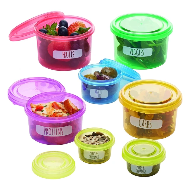 KitchenCraft Food Portion Control Pots - BPA Free - Meal Prep Solution - Multicolour