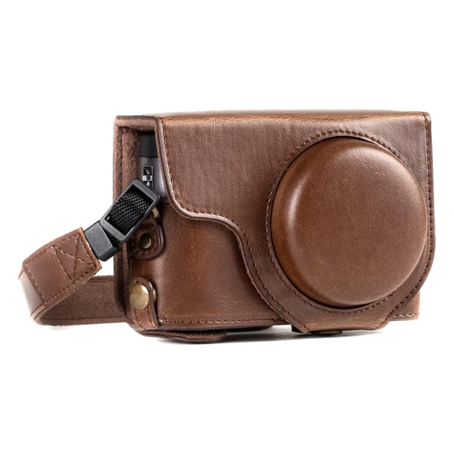 Custodia Megagear MG1259 in Finta Pelle per Panasonic Lumix DCTZ95 DCTZ90 - Marrone Scuro
