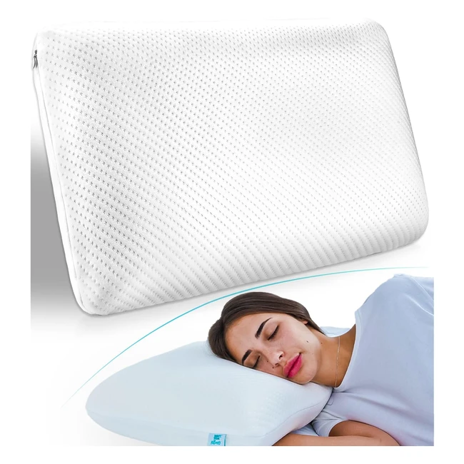 Pillowly Cervical Contour Memory Foam Pillow - Neck Pain Relief - Orthopedic Support - #1 Choice for Sleepers