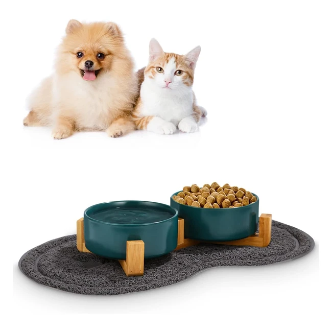 Ciotole per Cani e Gatti in Ceramica - Set da 2 - 400ml - Base Antiscivolo - Adatto a Cani di Media e Piccola Taglia