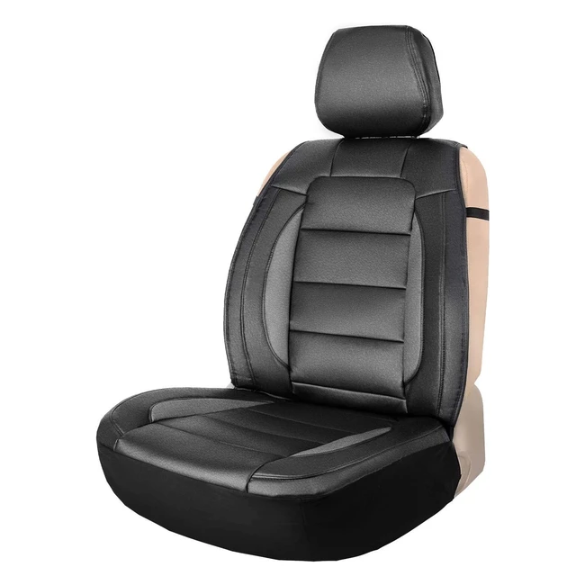 Leader Accessories Platinum Sideless Seat Cover - Faux Leather Universal for Car SUV - Front Seat Single - Black/Grey