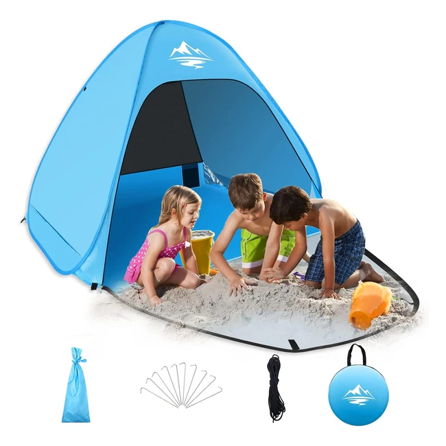 Pop Up Beach Tent - Automatic Portable Sun Shelter, UPF 50 UV Sun Protection, Fit 2-3 Person, Waterproof