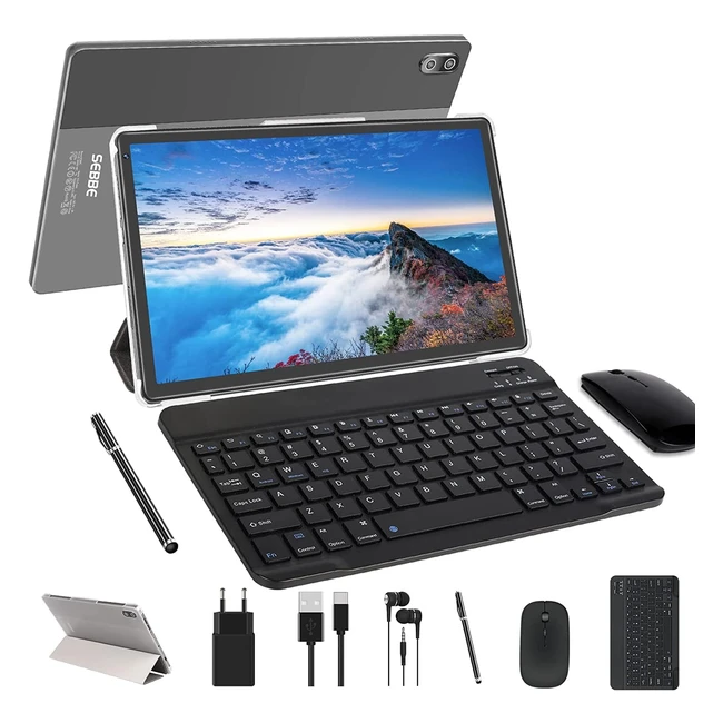 Tablette Sebbe 1036 pouces Android 11 Octacore 20 GHz 1332 800 HD IPS - Cran 5.8MP 8000mAh - Bluetooth 5.0 - Certificat GMS - Tablette + Souris et Clavier - Gris