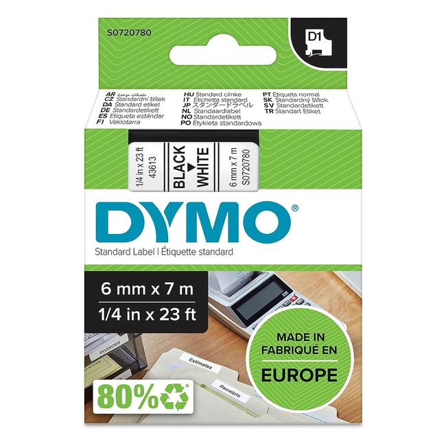 Etichette autoadesive Dymo D1 per LabelManager - Rotolo 6mm x 7m - Stampa Nero s