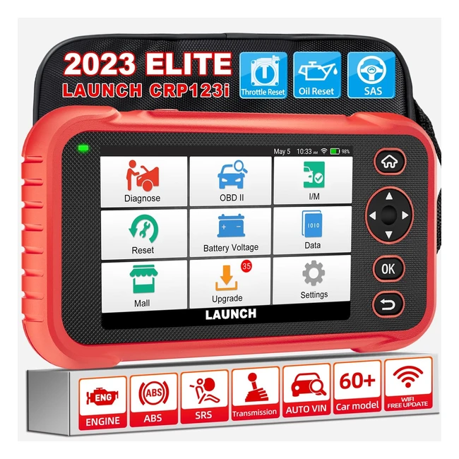 2023 Elite Launch CRP123i Escáner OBD2 Motor/ABS/SRS/AT Escáner de diagnóstico coche multimarca - Reinicio de aceite, calibración SAS, prueba de batería, AutoVIN