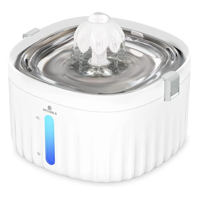 Fontaine à eau pour chat Apetdola - Ultra silencieuse - Distributeur 2L - 6 couches de filtration - Bac en acier inoxydable