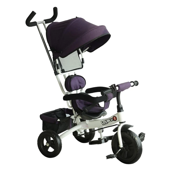 Triciclo pieghevole Homcom per bambini 18 mesi - Seduta imbottita, maniglione e cestino