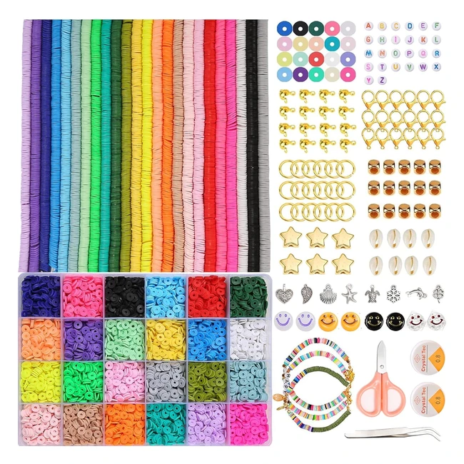 llgltomo 5200 Clay Beads Kit - 24 Colors - DIY Jewelry Making