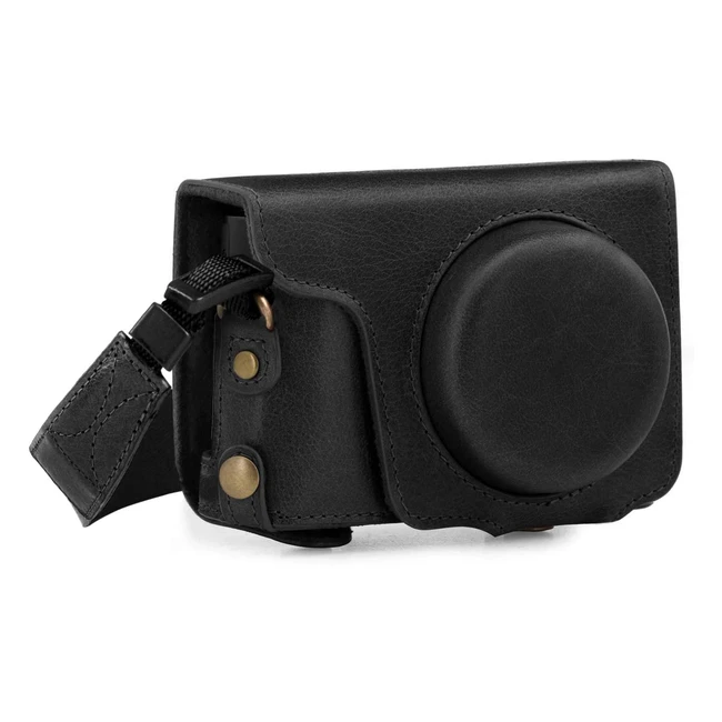 Custodia in vera pelle Megagear per Panasonic Lumix DCTZ100 DCTZ200 - Nero