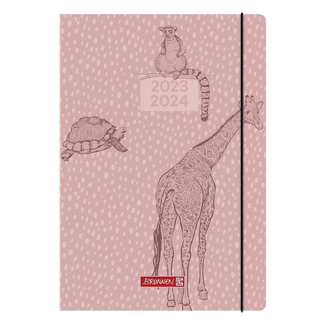 Brunnen Schuljahreskalender Wildtiere 2023-2024 A5 Pink