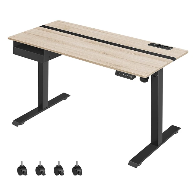 Bureau électrique réglable en hauteur VASAGLE, surface 60 x 140 cm, fonction mémoire, gris et noir