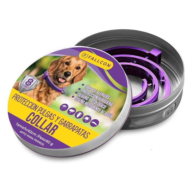 Collar Antiparasitos para Perros | Repelente Natural | Tamaño Ajustable | Impermeable | Morado