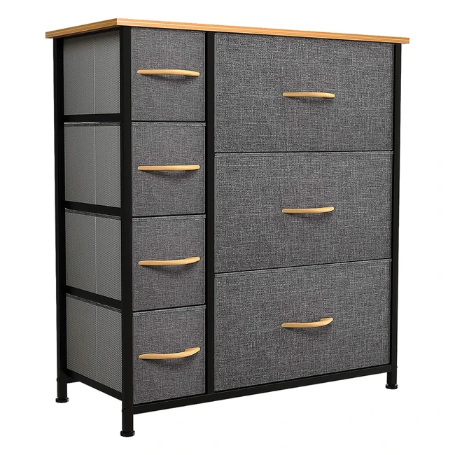 Yitahome Commode Chambre Coucher 7 Tiroirs en Tissu - Meuble de Rangement avec Dessus en Bois