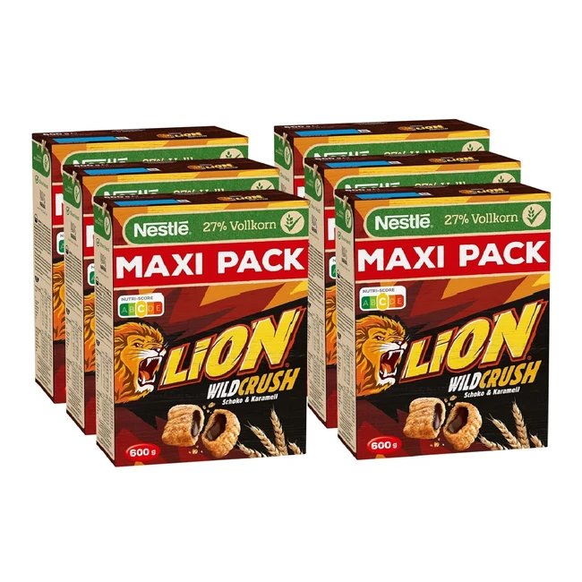 LION Wildcrush Schoko-Karamell Frhstckscerealien 6er Pack 6x600g