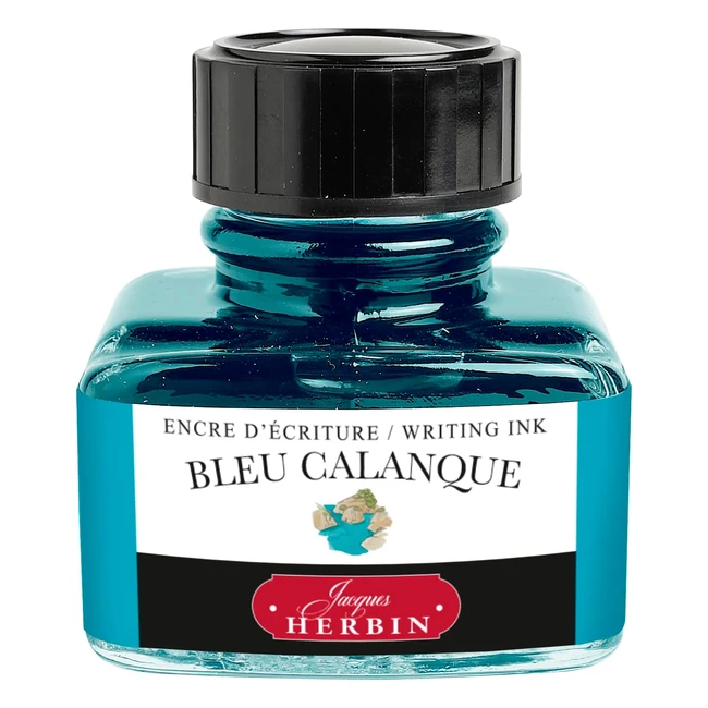 Jacques Herbin Ref 13014T Ink for Fountain Pens Rollerball Pens Blue Calanque Creek Blue 30ml Bottle