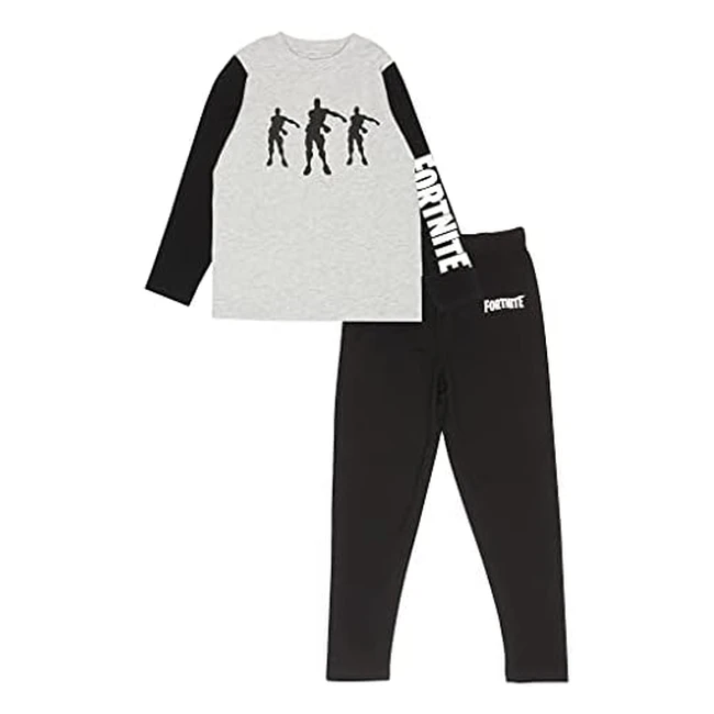 Ensemble pyjama Fortnite pour garçons, motif soie dentaire, noir et gris chiné, taille 146