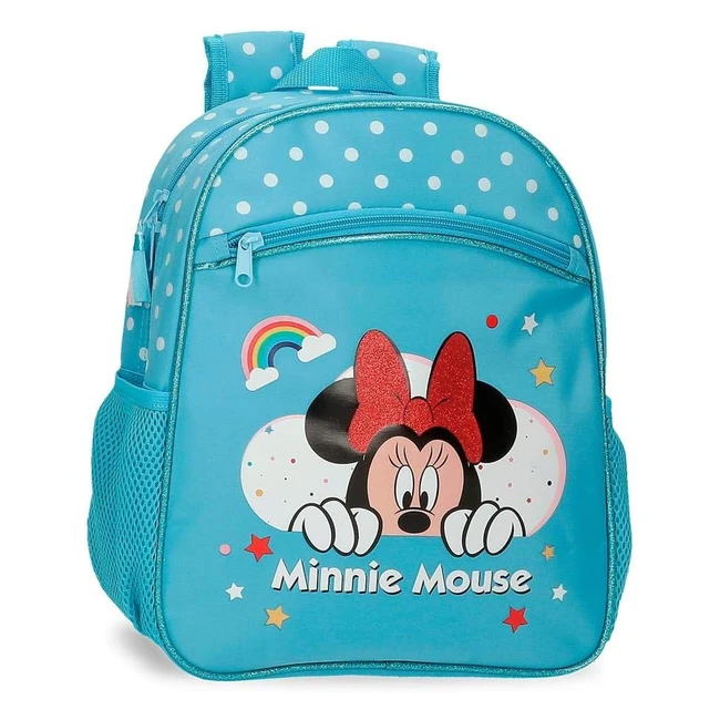 Mochila Escolar Disney Minnie Rainbow Azul 27x33x11 cms - Modelo 98L