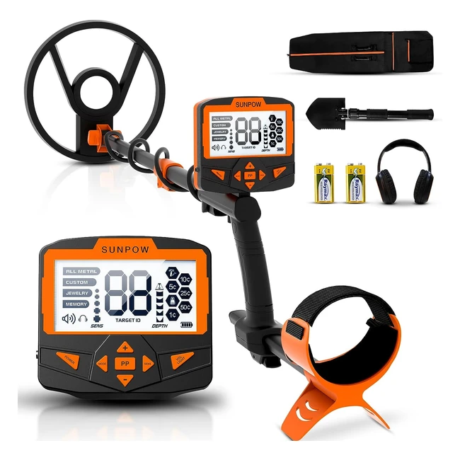 Sunpow Détecteur de Métaux Étanche Précision 5 Modes - Profondeur de Détection 11 Pouces